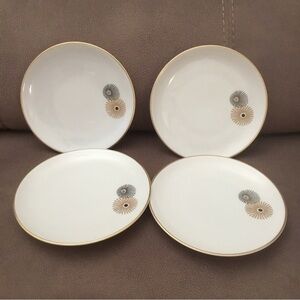 Hutschenreuther 4 Plates 6” Hohenberg Germany Gold Atomic Sunburst Rare VTG